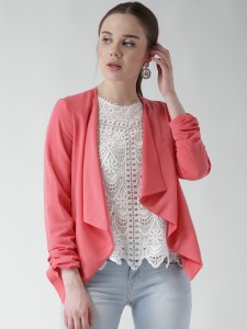 New Look Pink Polyester Front Open Blazer