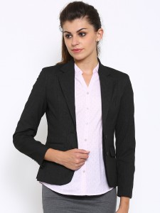 Anabelle by Pantaloons Black Single Breasted Formal Blazer