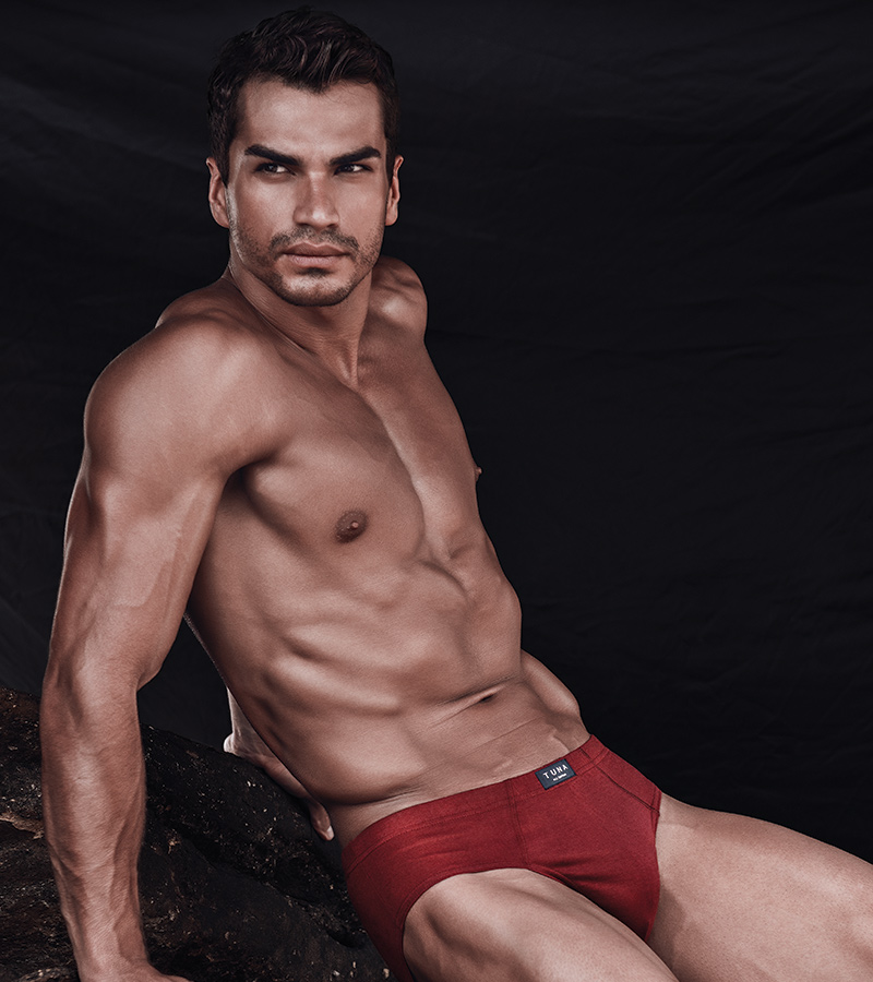 Tuna Underwear_A Male Modal toned body in red Underwear