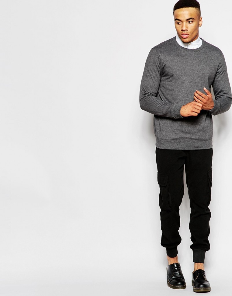 A Male Modal wearing Asos Black Slim Joggers in Cargo Style Product