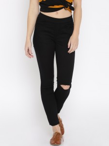 Black Skin fit Torned Jeans for Women By Lee