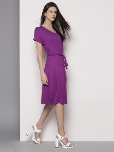 DOROTHY-PERKINS-Women-Purple-Solid-A-Line-Dress