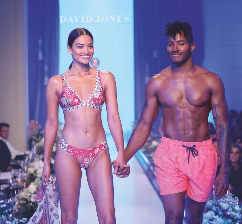 Shanina Shaik with boyfriend DJ Ruckus in swimwear fashion show at david jones show