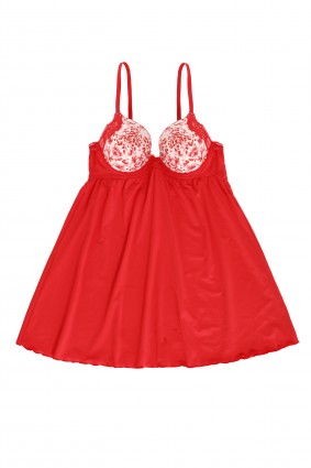 Padded Wired Plunge Babydoll Tomato Red MRP2695 front