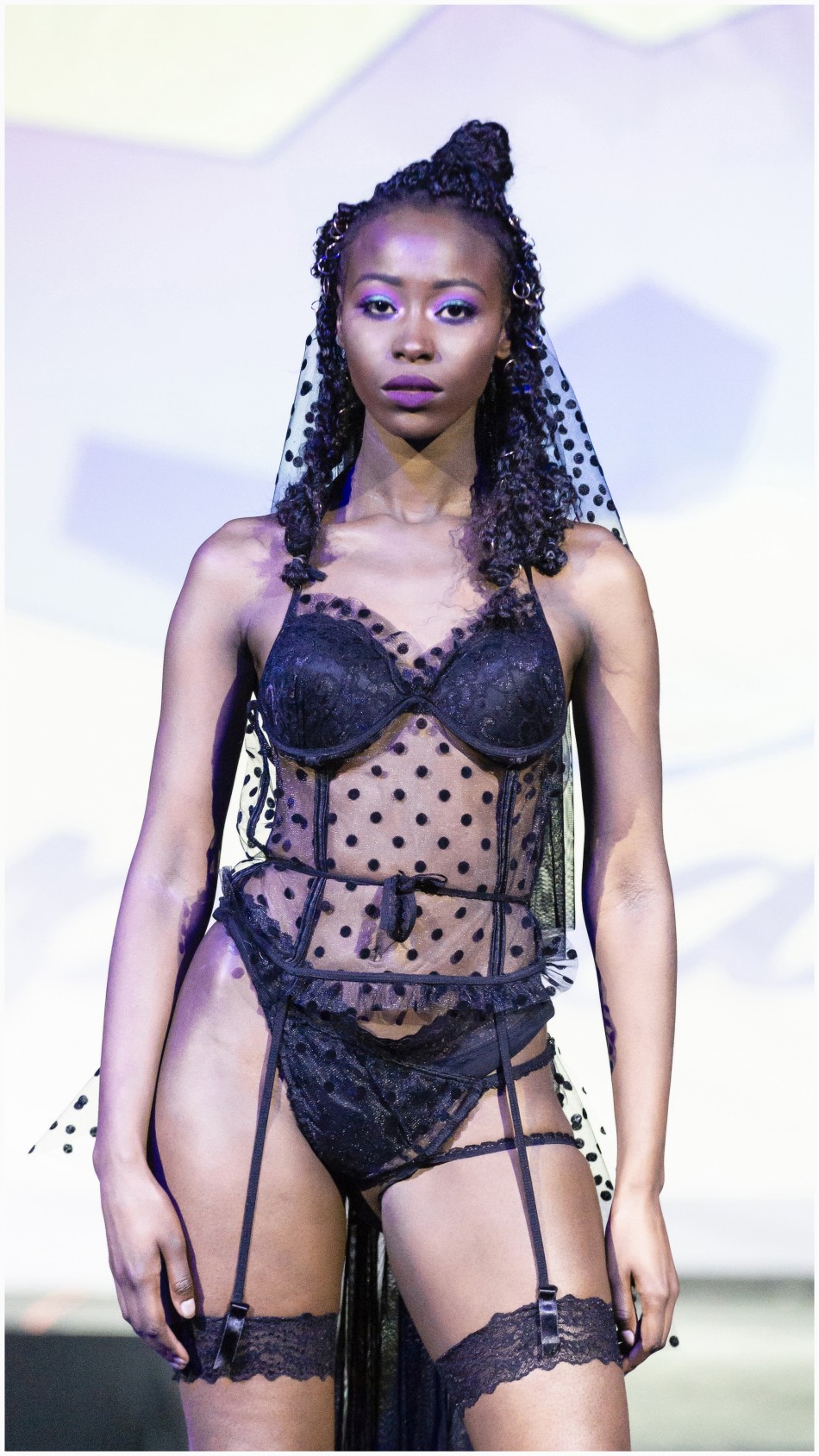 black lacy lingerie model