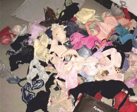 Tried and soiled bra and panties (lingerie)