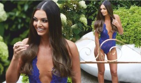 Kendell Rae Knight sizzles in lacy blue net lingerie